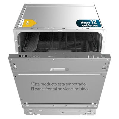 Cecotec Lavavajillas Integrable de 60 cm Bolero Aguazero 6100 Full-BI E. 12 Cubiertos, 7 Programas, Bajo Consumo, Comienzo Diferido y Electronic AquaStop