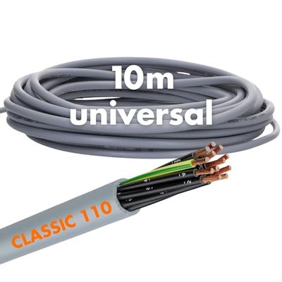 10 meter Lapp 1119110 Ölflex Classic 110 PVC bedieningsleiding 10x0,75 mm² met groen-gele beschermgeleider 10G0,75 mm² I stuurkabel 10-aderig I kabel 10-aderig
