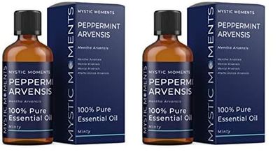 Mystic Moments | Peppermint Arvensis Essential Oil 100ml - Pure & Natural Oil for Diffusers, Aromatherapy & Massage Blends Vegan GMO Free (Pack of 2)