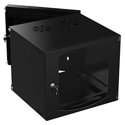 Sabrent Coffret réseau 9U Montage Mural, Coffret Noir de 19 Pouces avec Porte vitrée verrouillable – Déjà assemblé (CT-DSWL)