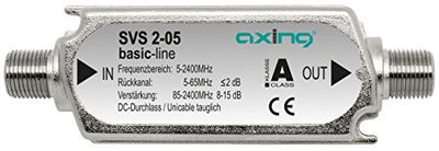 Axing SVS 2-05 - Amplificador multibanda para sinais combinados de terrestre e satélite com canal retorno (15 dB, 85-2200 MHz) cor prateada