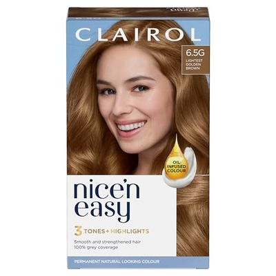 Clairol Nice'n Easy Crème, Natural Looking Oil Infused Permanent Hair Dye, 6.5G Lightest Golden Brown