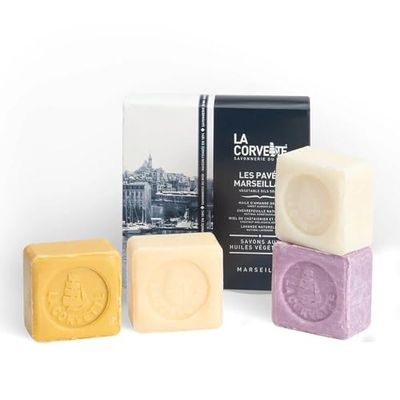 La Corvette – Les Pavés Marseillais – Coffret 4 savons 100g – Senteurs provençales – Fabriqué en France