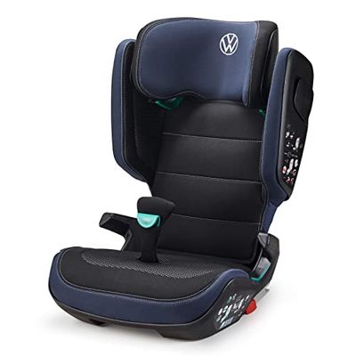Volkswagen 11A019906 - Asiento infantil i-Size Kidfix ISOFIX Norma R129, ventilación Secure Guard, respaldo extraíble, reposacabezas ajustable, diseño de VW, color negro y azul