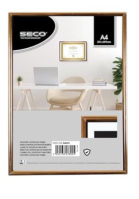 Stewart Superior A4 Pin Stripe Certificate Frame with Perspex Safety Glass - Black/Gold