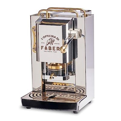 FABER COFFEE MACHINES | Modello Pro Total Inox Deluxe | Macchina caffe a cialde ese 44mm | Pressacialda in ottone regolabile | elettrovalvola di serie (OTTONE)