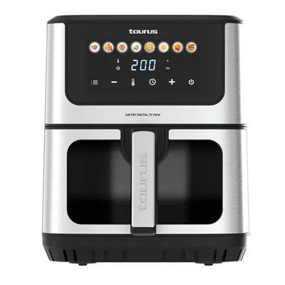 Taurus – Friggitrice ad Aria Air Fry Digital 7S View | 1600W | 6,5L | 8 Programmi | Touch Screen | Cottura Uniforme | Avviso Acustico | Senza BPA e PFOA | Manico Freddo | Ricettario Online