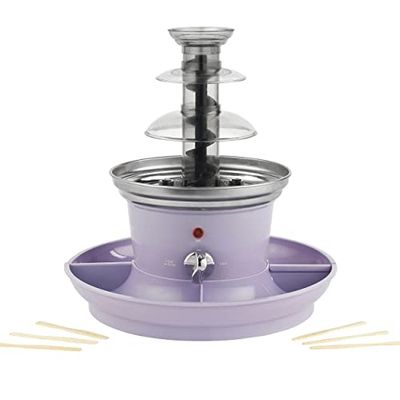 Petra PT3428PPVDEEU7 Fontana di Cioccolato - 3 Livelli Fontana di Cascata, 90W, Torre Smontabile in Acciaio Inox, capacità 500g di Cioccolato, Include 2 vassoi per alimentie 100 spiedini di bambù
