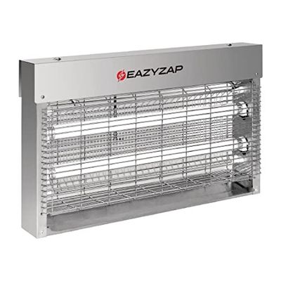FP985 Désinsectiseur LED écoénergétique en inox Eazyzap Couverture 150m² | Ampoules éco : 2x 10 W | Ampoule de rechange AJ638