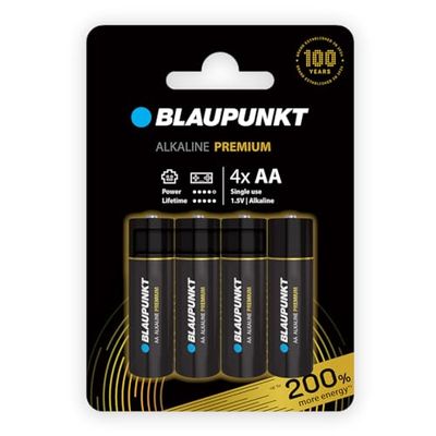 BLAUPUNKT AA batterie alcaline PREMIUM, confezione da 4, per controller per videogiochi e giocattoli, LR6BPR/4CP