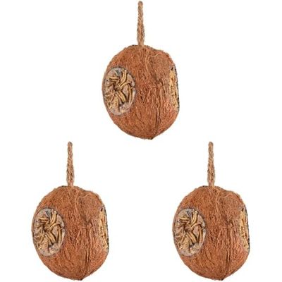 FLAMINGO Noix de Coco avec 3 Trous de Farine - Nourriture pour Oiseaux Sauvages (Lot de 3)