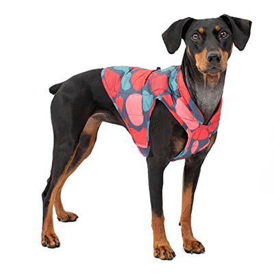 Kurgo Loft Manteau d'hiver réversible pour chien, réfléchissant, à porter avec harnais, résistant à l'eau, pour animaux de compagnie de petite, moyenne et grande taille (lampe à lave, M)