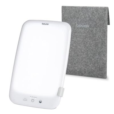 Beurer TL 35 Lampada SAD che simula luce diurna, con 3 temperature di colore per ritmo giorno-notte, 10.000 Lux, prodotto medicale, base rimovibile, bianco