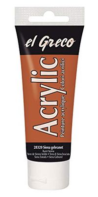 Kreul 28320 - El Greco Acrylic, tube de 75 ml en terre de sienne brûlée, peinture acrylique brillante hautement pigmentée, peut être peinte avec du beurre, pour une peinture sans pâte