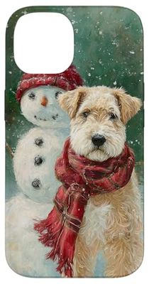 Soft Coated Wheaten Terrier Snowman Christmas Winter Scene Case for iPhone 14