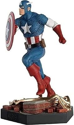 Eaglemoss Figura Capitan America pose di battaglia scala 1:18, multicolore