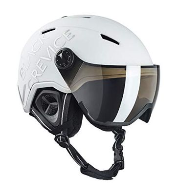 BLACK CREVICE Casque de Ski Vail I Casque de Ski avec visière en Style Pilote en différentes Couleurs I Casque de Ski Hommes & Femmes I en Polycarbonate I (Large, Mat Blanc/Argent)