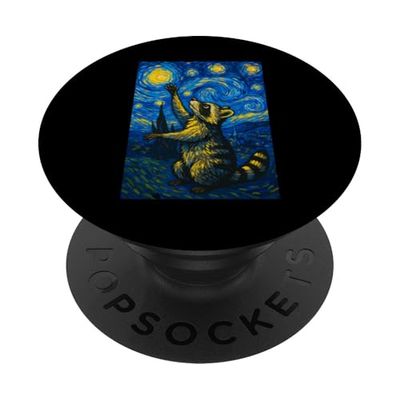 Mapache Dibujo Hombres Mujeres Niños Divertido Mapache PopSockets PopGrip Adhesivo