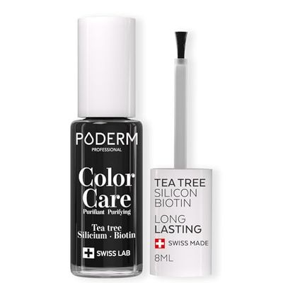 PODERM Swiss-Made Antifungal Nail Polish – Black | Breathable Treatment with Tea Tree, Silicon & Biotin | Strengthens, Repairs & Conceals Yellow, Brittle & Damaged Nails | Podiatrist-Developed