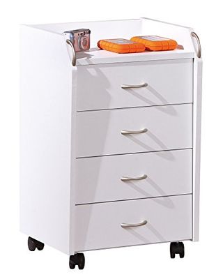 Inter Link - Cómoda com rodas e gavetas - Cómoda fixa - cómoda 4 branco - Pronti