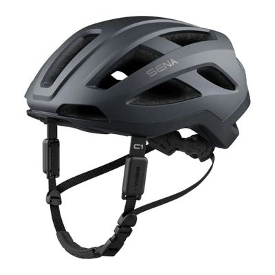 Sena C1 Casque vélo Intelligent avec intercom Bluetooth et connectivité Smartphone pour la Musique, Le GPS et Les appels téléphoniques (Gris Mat, M)