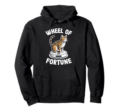 Wheel Of Fortune Cat On Robot Vacuum Cleaner Cat Pullover Hoodie