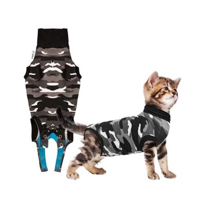Suitical Recovery Suit Gatto, XXXS - Mimetico Fondo Nero