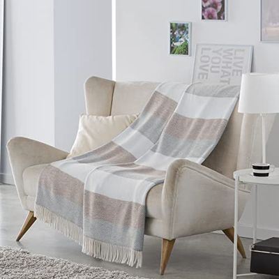 Vialman-pläd, beige, 130 cm x 170 cm