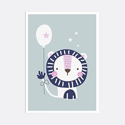 KEEDDO Kinderdecoratie folie A4 - leeuw met wereldbol 21x30 cm
