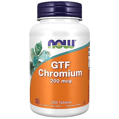 Now Foods, GTF Chromium (Chrome) 200mcg, 250 Comprimés végétaliens, Testé en Laboratoire, Sans Soja, Sans Gluten, Végétarien, Sans OGM