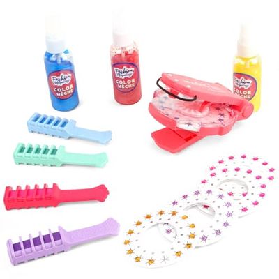 FASHION MAQUILLAGE - Set per Colorazione Temporanea dei Capelli con Gessi e Macchina per Strass - Colormèche - 258039 - Multicolore - Plastica - Per Bambini - Diamanti - Moda - DIY - Dai 5anni