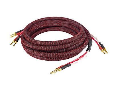 Dynavox Perferct Sound Câble Haut-Parleur Flexible 2 x 3 m, fiches Bananes de qualité, confectionné, Coloris Noir/Rouge