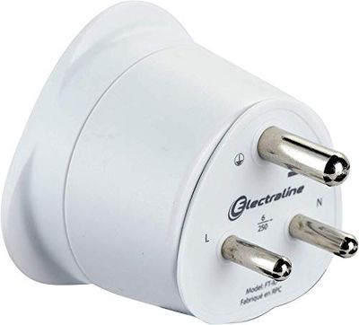 Electraline 70056 - Adattatore da viaggio Francia Indie 2 Europa, a 3 pin, indiani, colore: Bianco