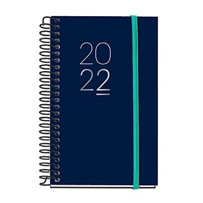 Miquelrius - Annual Calendar 2022 Urban - Week Horizontal View - Caddy Format 80 x 120 mm - Opaque Polypropylene Flexible Cover - Navy - Spanish