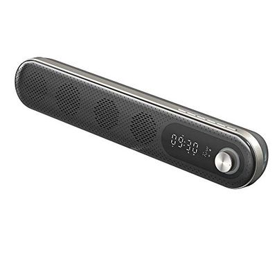WE Altavoz BT AV Pantalla LCD de 10 W con Pantalla de Hora y Temperatura, con Doble Alarma, Lector USB/Micro SD, Radio FM, Auxiliar, Color Negro