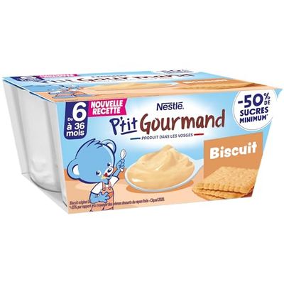 Nestlé Bébé P'tit Gourmand Biscuit - Laitage dès 6 mois - 4 x 100g