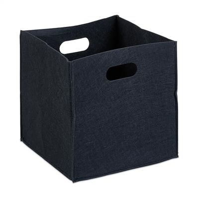 Relaxdays viltmand, vierkant, HxBxD: 30x30x30 cm, vouwbaar, met 2 handgrepen, in het zwart