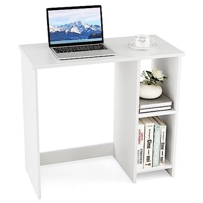 FANTASK d'ordinateur avec Compartiments en bois-Blanc-80 cm-pour la Maison et Le Bureau, Blanc, 80 x 40 x 74 cm