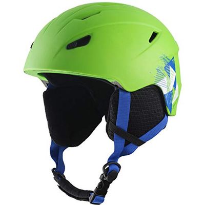 Tecnopro Pulse HS-016 Casque de Ski Mixte Enfant, Green/Black/Blue, M