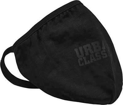 Urban Classics Logo Print Face Mask 2-Pack Everyday, Black, One Size