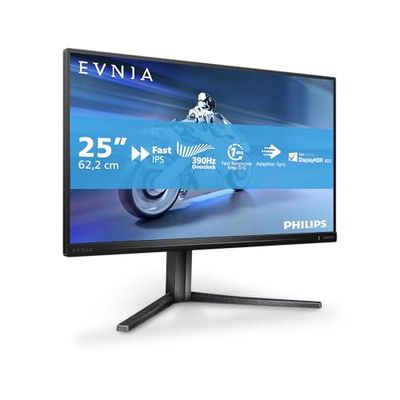 Philips Evnia 25M2N5200U - Monitor da gioco Full HD da 25 pollici, 360 Hz, 1 ms, FreeSync Premium, HDR400 (1920x1080, 2x HDMI 2.0, 1x DisplayPort 1.4, Hub USB) nero