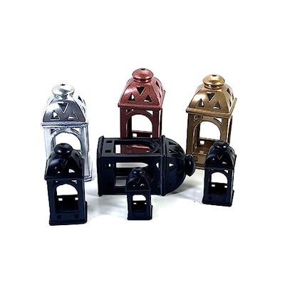 Lanterna stile arabo per presepi e diorami con microlampada led 12v - DL96 (3x1,5 cm, Argento + led rosso tremolante)