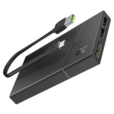 Green Cell Bateria Externa GC PowerPlay10S 10000mAh | 4-Puerto Power Bank con 2X USB-C 18W Power Delivery y 2X USB Quick Charge 3.0 Carga Rápida para iPhone, iPad, Samsung, Switch, Smartphone, Tablet