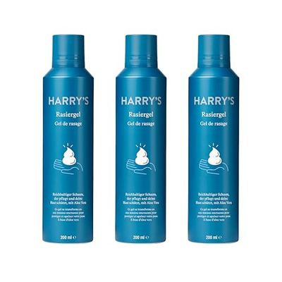 Harry's Gel da barba schiumoso, gel da barba con formula arricchita di aloe vera, confezione da 3 (200 ml), gel da barba, schiuma per rasatura