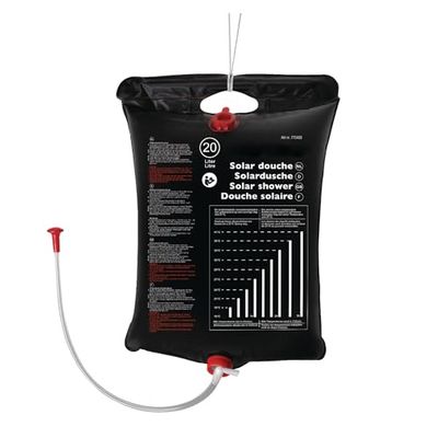 Cartrend 10263 Douche Solaire de Jardin pour Caravane 20 l Douche de Camping Douche d'extérieur Douche de Voyage avec pommeau de Douche, Tuyau, Barre de poignée et Corde de Suspension