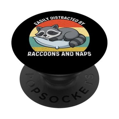 Fácilmente distraído por mapaches y siestas, gráfico para niños y adolescentes PopSockets PopGrip Adhesivo