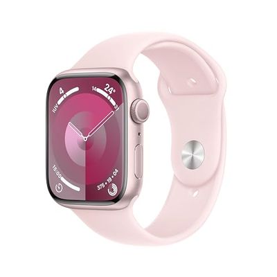 Apple Watch Series 9 GPS 45mm Smartwatch con cassa in alluminio rosa e Cinturino Sport rosa confetto - S/M. Fitness tracker, app Livelli O₂, display Retina always-on, resistente all’acqua