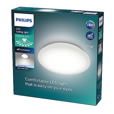 Philips Moire, plafonnier LED rond, 10W, Blanc froid 4000K, Blanc