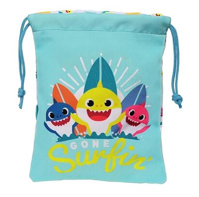 Baby Shark Surfing - Torba na lunch, torba na lunch, jakość i maksymalna wytrzymałość, pojemnik na jedzenie, rekreacja, 20 x 25 cm, niebieski i biały, Niebieski/biały, Estándar, zwykły