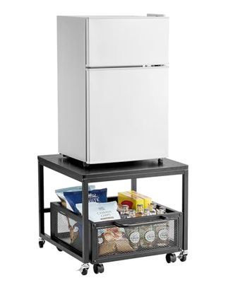 VEVOR Mini-koelkaststandaard met opslag, met beweegbare opbergwagen en draaibare wielen, voor café, mini-koelkastorganizer voor kantoor, thuis, zwart, 500 x 500 x 430 mm